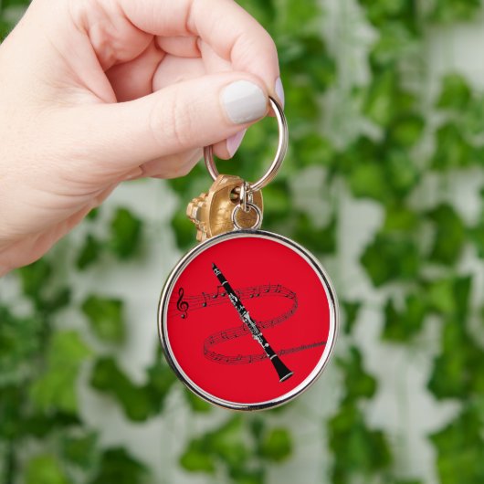 Klarinette und musikalische Bemerkungen Schlüsselanhänger (Hand)