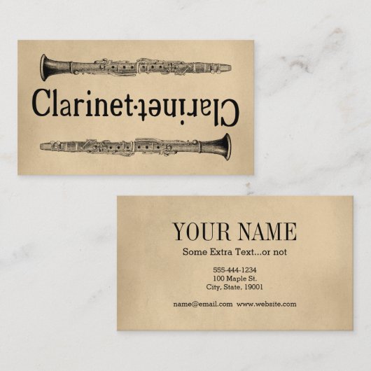 Klarinette Vintag Visitenkarte (Vorne/Hinten)