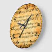 Klarinette ~ Vintager Notenhintergrund ~ Einzigart Große Wanduhr (Winkel)
