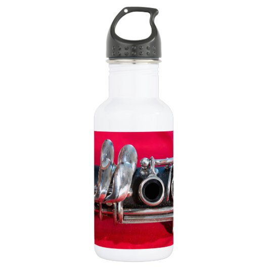 Klarinette zu Rot Edelstahlflasche (Vorderseite)