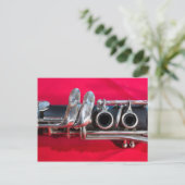 Klarinette zu Rot Postkarte (Stehend Vorderseite)