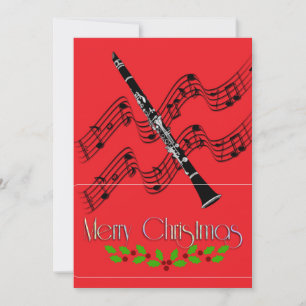 Klarinetten-Weihnachts-Stechpalme Karte