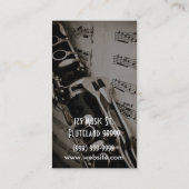 Klarinettenlehrer für Instrumentenmusik Visitenkarte (Rückseite)