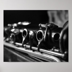 Klarinettenposter, Schwarz-Weiß-Fotografie Poster