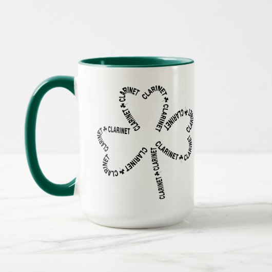 Klarinettentext-Kleeblatt Tasse (Links)