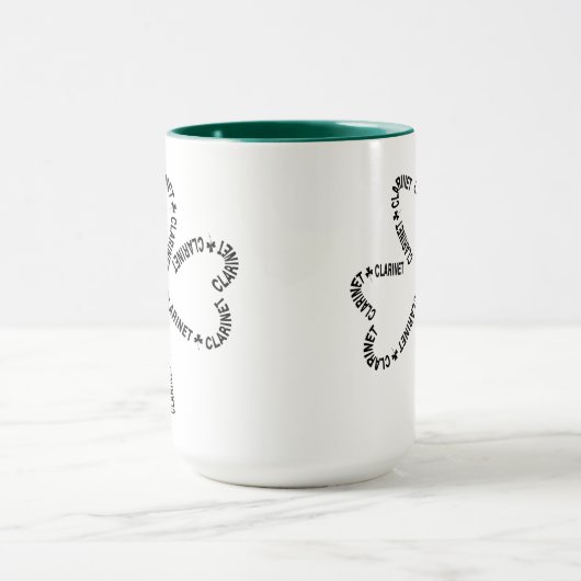 Klarinettentext-Kleeblatt Tasse (Zentrum)