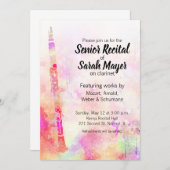 Klarinettenübersicht Farbige Aquarellgestaltung Einladung (Vorne/Hinten)