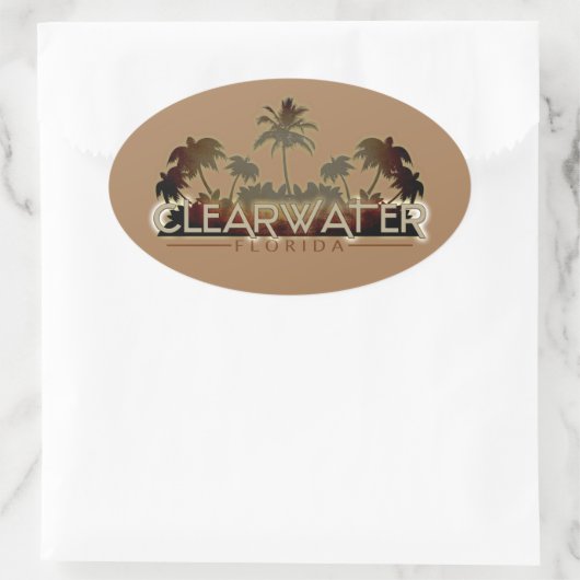 Klarwater Florida Palmen Oval Aufkleber (Tasche)