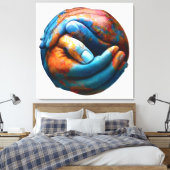 Klaspelte Hände bilden Planet Erde Weltfrieden Leinwanddruck (Insitu (Schlafzimmer))