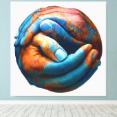 Klaspelte Hände bilden Planet Erde Weltfrieden Leinwanddruck (Insitu (Holzboden))