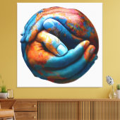 Klaspelte Hände bilden Planet Erde Weltfrieden Leinwanddruck (Insitu (Wohnzimmer))