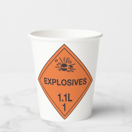 Klasse 1.1L Explosionsgefahr-Schild Pappbecher (Vorderseite)