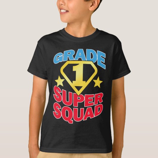 Klasse 1 Super Squad Superhero Teacher Team T-Shirt (Vorderseite)