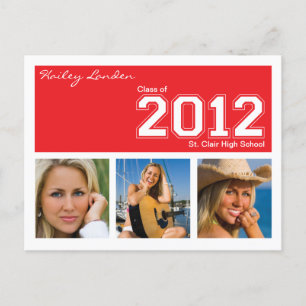 Klasse 2012 Einladung Postkarte Rot