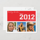 Klasse 2012 Einladung Postkarte | Rot (Vorne/Hinten)
