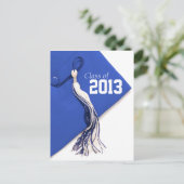 Klasse 2013 Royal Blue Cap Abschluss Postcard Ankündigungspostkarte (Stehend Vorderseite)