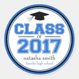 Klasse 2017 Abschluss Gefallen (blau / schwarz) Runder Aufkleber