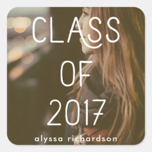 Klasse 2017   Graduate Modern Typografy Foto Quadratischer Aufkleber