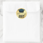 Klasse 2017 Graduationskappenaufkleber, Gold Black Runder Aufkleber (Tasche)