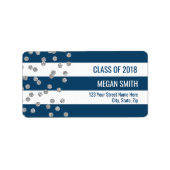 Klasse 2018 Abschluss Silver Blue Address Label Adressaufkleber (Vorne)