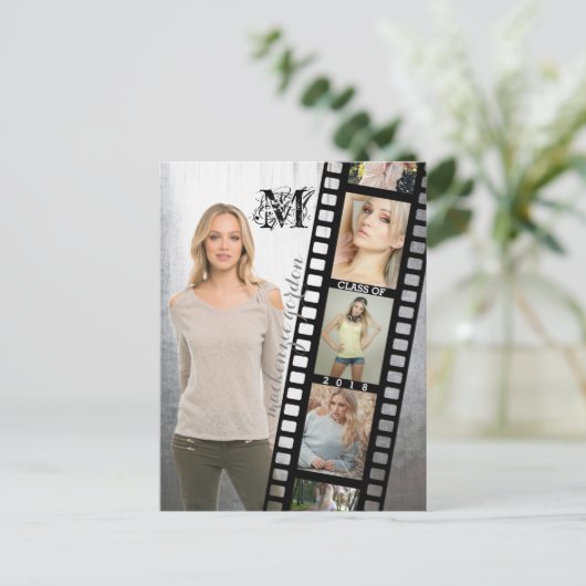 Klasse 2018 Hochrangiges Portrait Graduate Foto Fr Ankündigungspostkarte (Stehend Vorderseite)