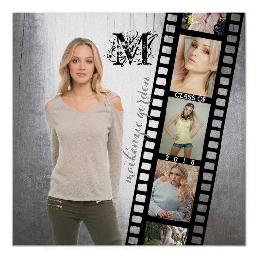 Klasse 2018 Hochrangiges Portrait Graduate Foto Fr Poster (Vorderseite)