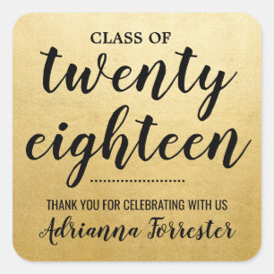 Klasse 2018 Imitate Gold Foil Graduate Vielen Da Quadratischer Aufkleber