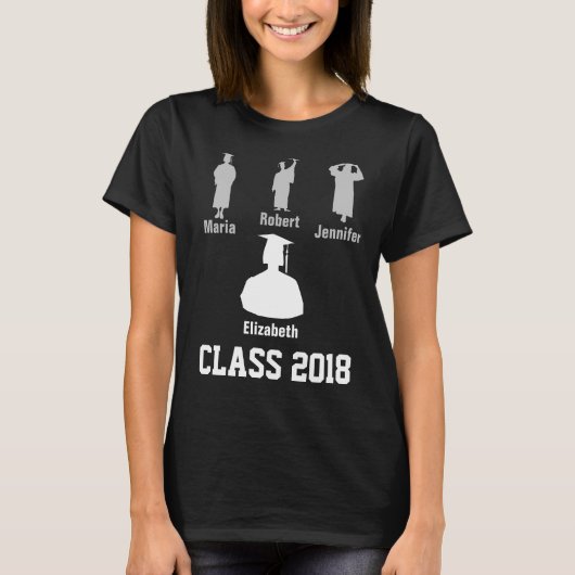 Klasse 2018 lustig elegantes, anpassbares Schwarz T-Shirt (Vorderseite)