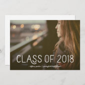 Klasse 2018| Modern Typografie Foto Grad Party Einladung (Vorne/Hinten)