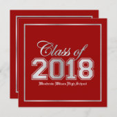Klasse 2018 Premium Red / Silver Abschluss Einladung (Vorne/Hinten)