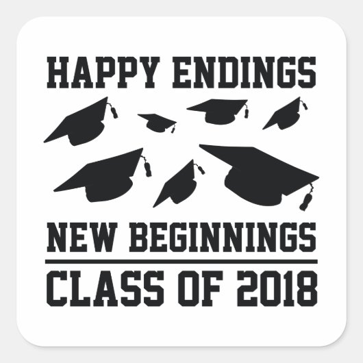 Klasse 2018 quadratischer aufkleber (Vorderseite)