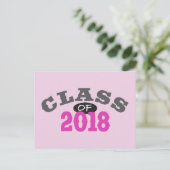 Klasse 2018 Rosa Postkarte (Stehend Vorderseite)
