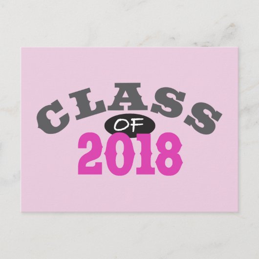 Klasse 2018 Rosa Postkarte (Vorderseite)