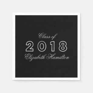 Klasse 2018 Silber & Schwarz Elegante Abschlussfei Serviette