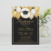 Klasse 2019 Eleganter Moderner Schwarzer Abschluss Einladung (Stehend Vorderseite)
