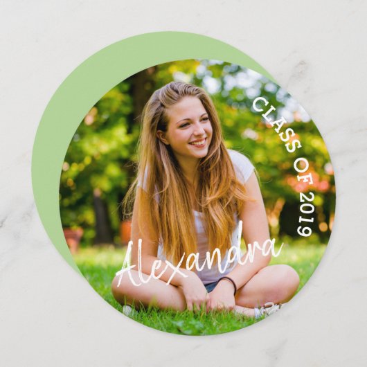 Klasse 2019, Foto Graduation Party, Round Einladung (Vorne/Hinten)