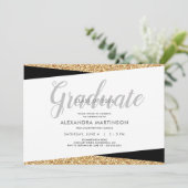 Klasse 2019 | Imitats Gold Glitzer Abschluss Einladung (Stehend Vorderseite)