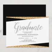 Klasse 2019 | Imitats Gold Glitzer Abschluss Einladung (Vorne/Hinten)