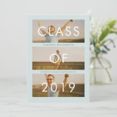 Klasse 2019 | Mint Three Foto Graduation Party Einladung (Stehend Vorderseite)