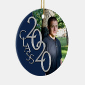 Klasse 2020 Abschluss Foto Keepake Silver Blu Keramik Ornament (Rechts)