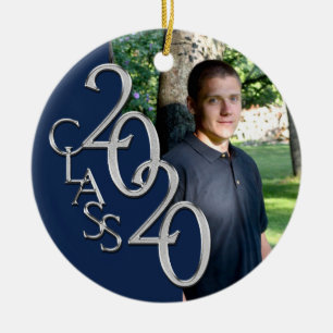 Klasse 2020 Abschluss Foto Keepake Silver Blu Keramik Ornament