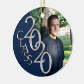 Klasse 2020 Abschluss Foto Keepake Silver Blu Keramik Ornament (Links)