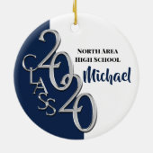 Klasse 2020 Abschluss Foto Keepake Silver Blu Keramik Ornament (Hinten)