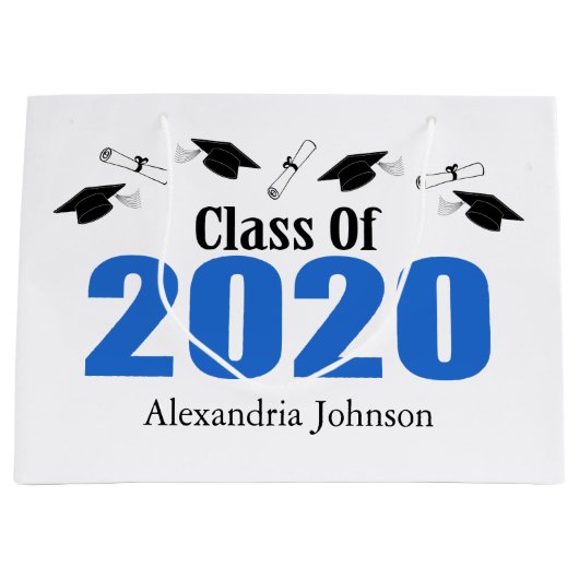 Klasse 2020 Abschluss Geschenkbeutel (Blue Caps) Große Geschenktüte (Vorderseite)