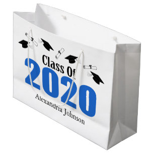 Klasse 2020 Abschluss Geschenkbeutel (Blue Caps) Große Geschenktüte