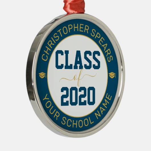 Klasse 2020 Elegant Modern Navy Graduate Ornament Aus Metall (Rechts)
