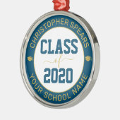 Klasse 2020 Elegant Modern Navy Graduate Ornament Aus Metall (Links)