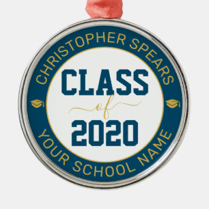 Klasse 2020 Elegant Modern Navy Graduate Ornament Aus Metall