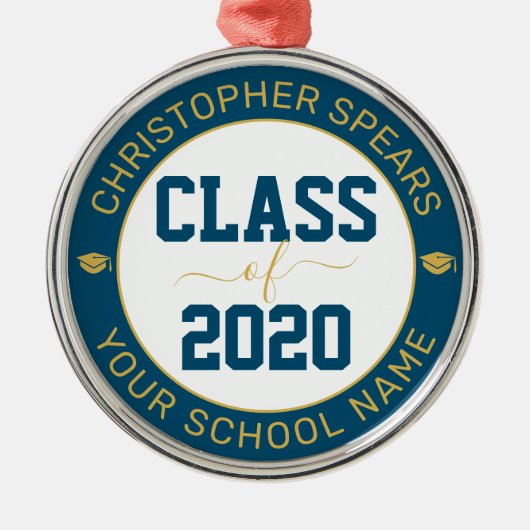 Klasse 2020 Elegant Modern Navy Graduate Ornament Aus Metall (Vorne)