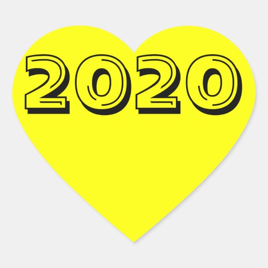 Klasse 2020 Gelber Herzsticker von Janz Herz-Aufkleber (Vorderseite)